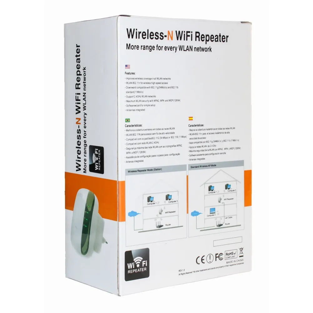 Repetidor y expansor de señal Wi-Fi Wireless-N