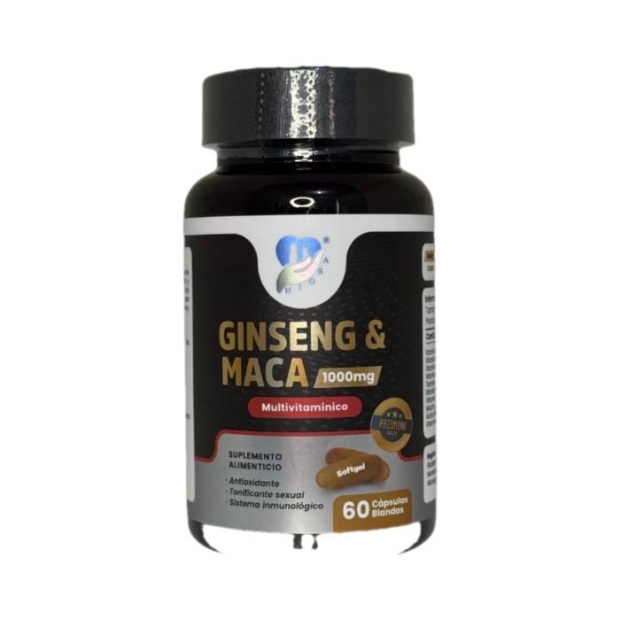 Ginseng y Maca - 60 Cápsulas Blandas, 1000 mg